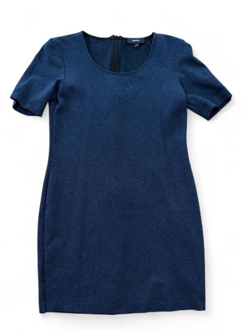 Theory Navy and Black Short Sleeve Sheath Dress - 00